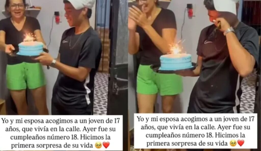 CONMOVEDOR: Familia adopta a joven de 18 años y le celebra su primer cumpleaños sorpresa
